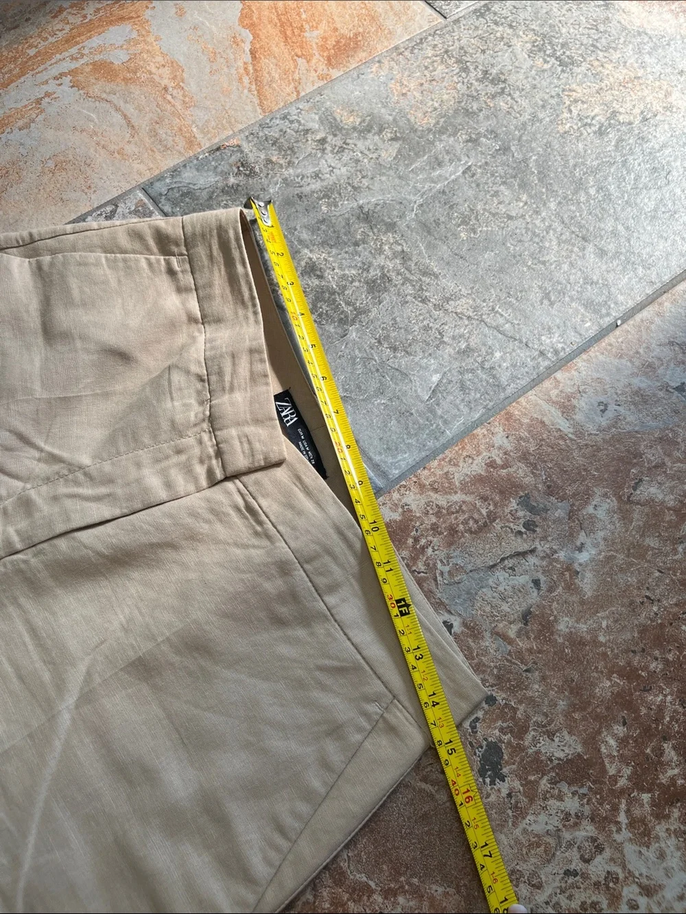 Zara Beige straight Leg vest linen blend two piece set